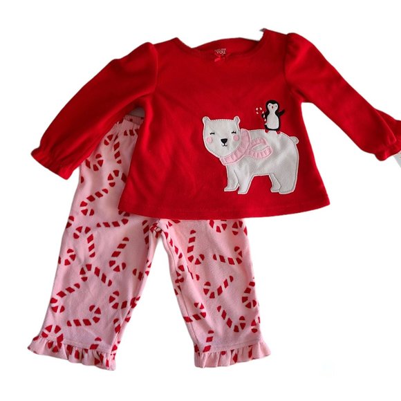 Carter's Other - Toddler Girl's Candy Cane North Pajama Set made by Carters Red,size 12M